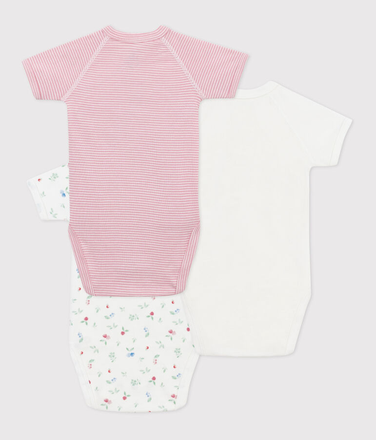 Lot de 3 bodies crois&eacute;s manches courtes en coton imprim&eacute; b&eacute;b&eacute; multicouleur