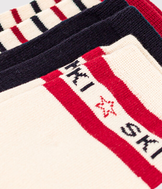 Set van 2 paar skisokken voor jongens en meisjes multicouleur