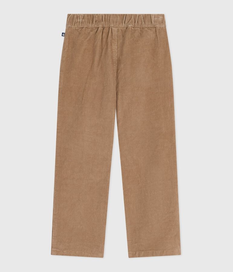Effen fluwelen rechte broek voor kinderen beige