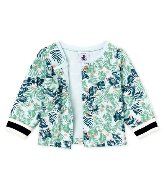 Cardigan bébé fille en maille imprimée bleu BOCAL/blanc MULTICO