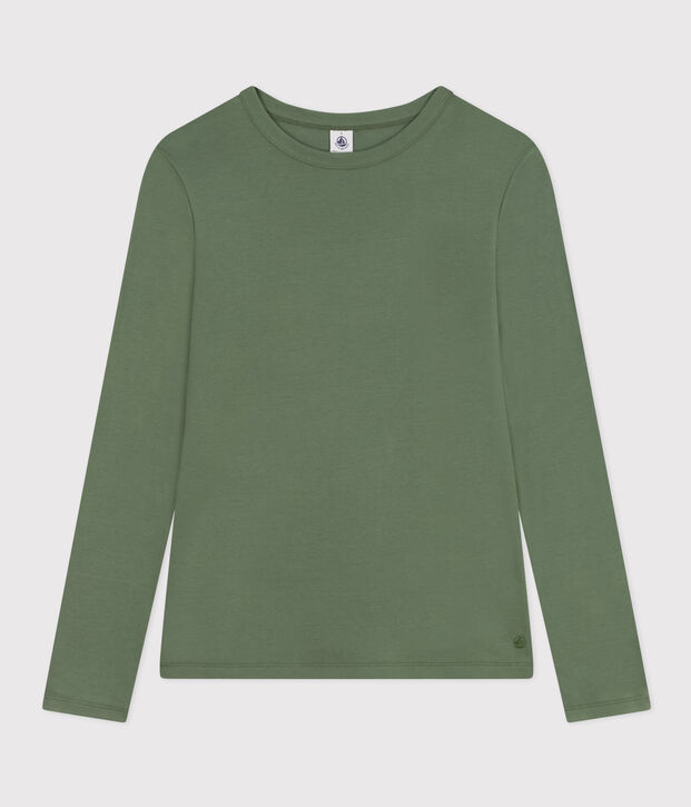 L'ICONIQUE, dames-T-shirt met ronde hals in katoen groen