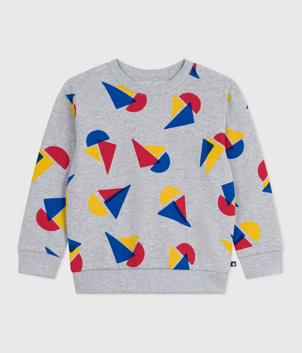 Sweatshirt enfant en coton imprim&eacute; gris/multicouleur