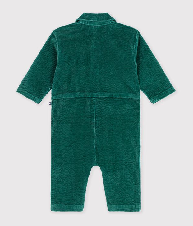 Lang babypakje in effen fluweel groen
