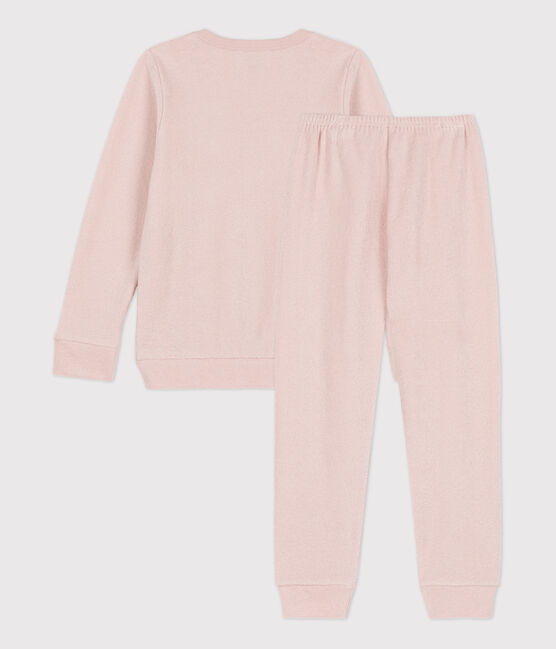 Pyjama voor meisjes/jongens in geruwde badstof roze SALINE