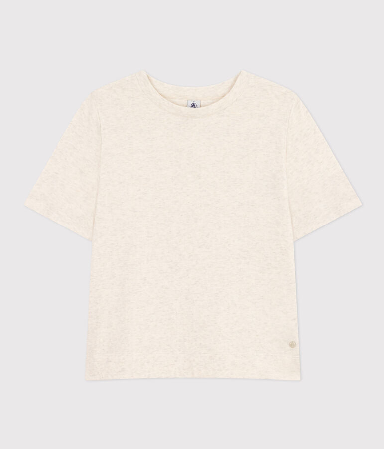 Tee-shirt le Boxy en coton femme beige MONTELIMAR CHINE