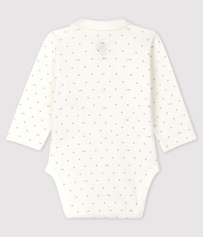 Body &agrave; col manches longues b&eacute;b&eacute; blanc/bleu