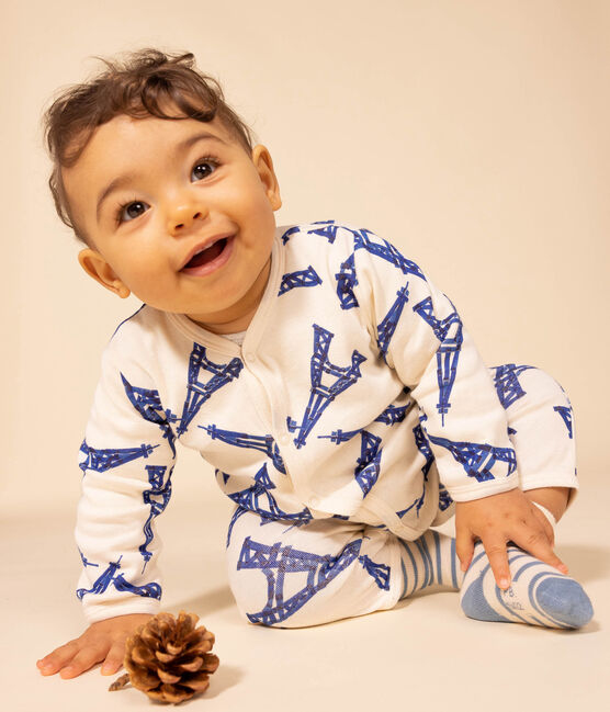Katoenen babypyjama in het thema 'Parijs' wit AVALANCHE/ MULTICO