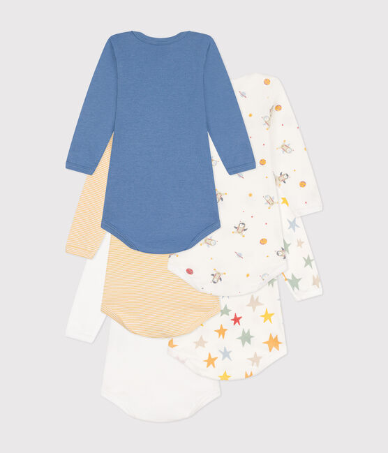 Set van 5 katoenen babybody's met lange mouwen en ruimteprint variante 1