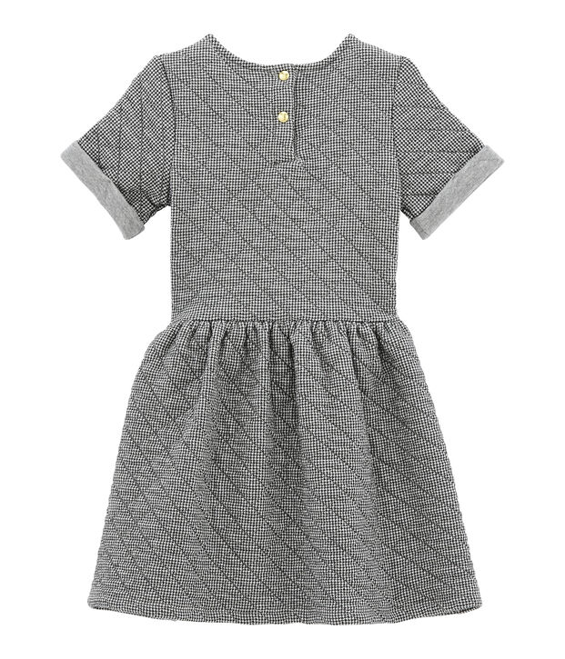 Robe fille manches courtes gris/blanc