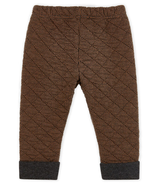Pantalon bébé garçon en tubique pied-de-poule noir CITY/marron COCOA