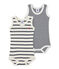Set van twee gestreepte body's zonder mouwen voor babyjongens wit LOT