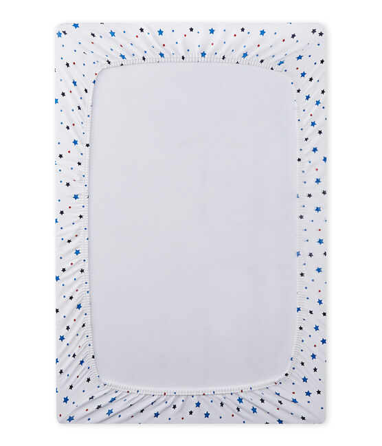 Drap housse bébé garçon à étoiles blanc ECUME/blanc MULTICO