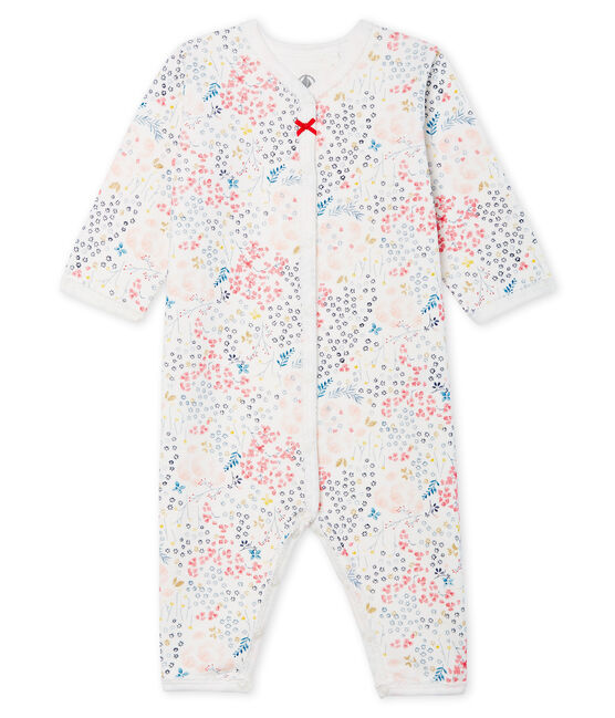 Dors bien sans pieds bébé ouatiné en coton blanc MARSHMALLOW/rose MINOIS/ MULTICO CN