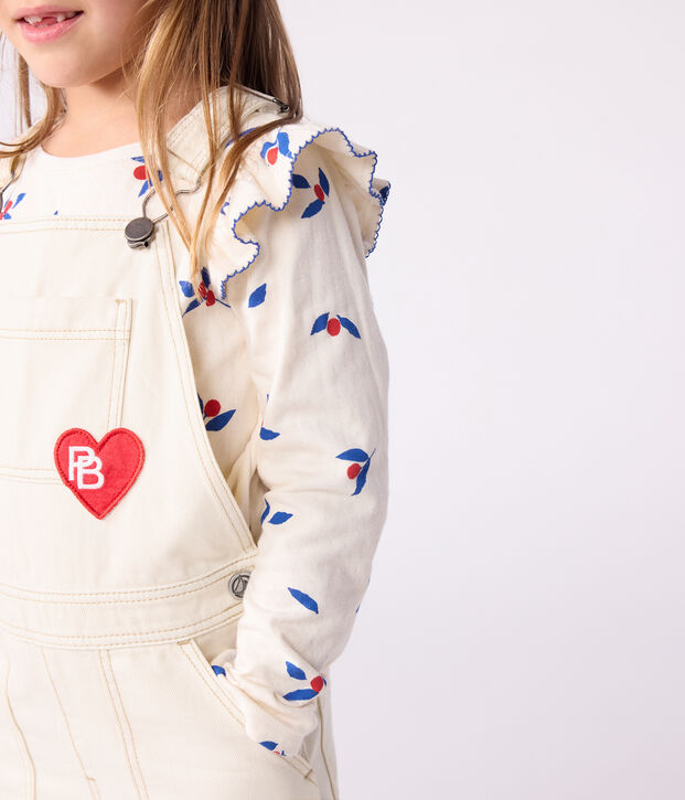 Katoenen T-shirt met lange mouwen en print voor kinderen ecru/multicouleur