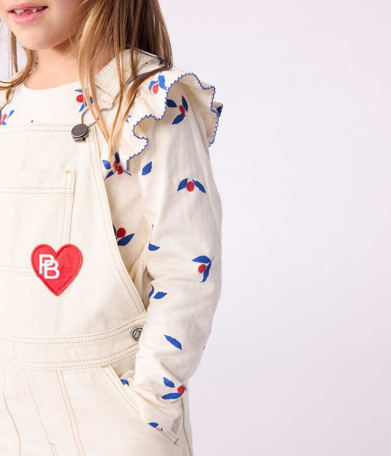 Tee-shirt enfant manches longues en coton imprim&eacute; &eacute;cru/multicouleur