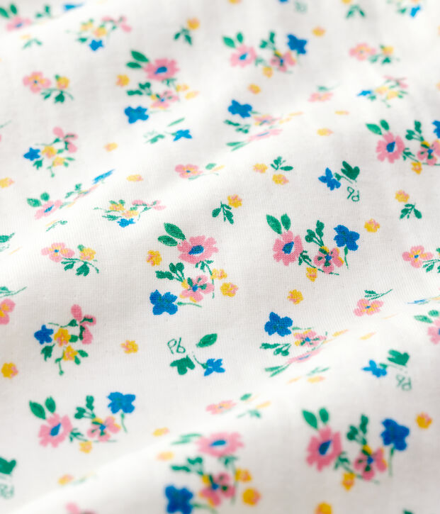 Dors-bien zipp&eacute; &agrave; fleurs b&eacute;b&eacute; fille en tubique blanc/multicouleur