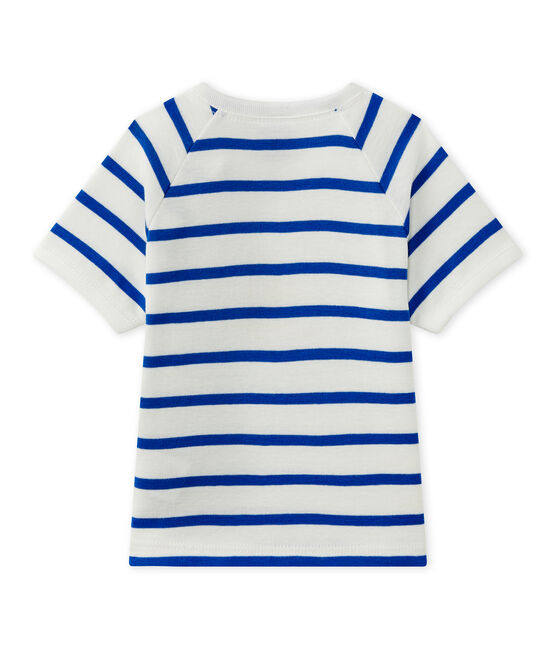 T-shirt met korte mouwen voor babyjongens wit MARSHMALLOW/blauw PERSE