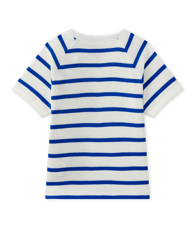 T-shirt met korte mouwen voor babyjongens wit/blauw