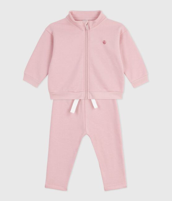 Babysetje - Sweatshirt en broekje in effen katoen roze JOLI
