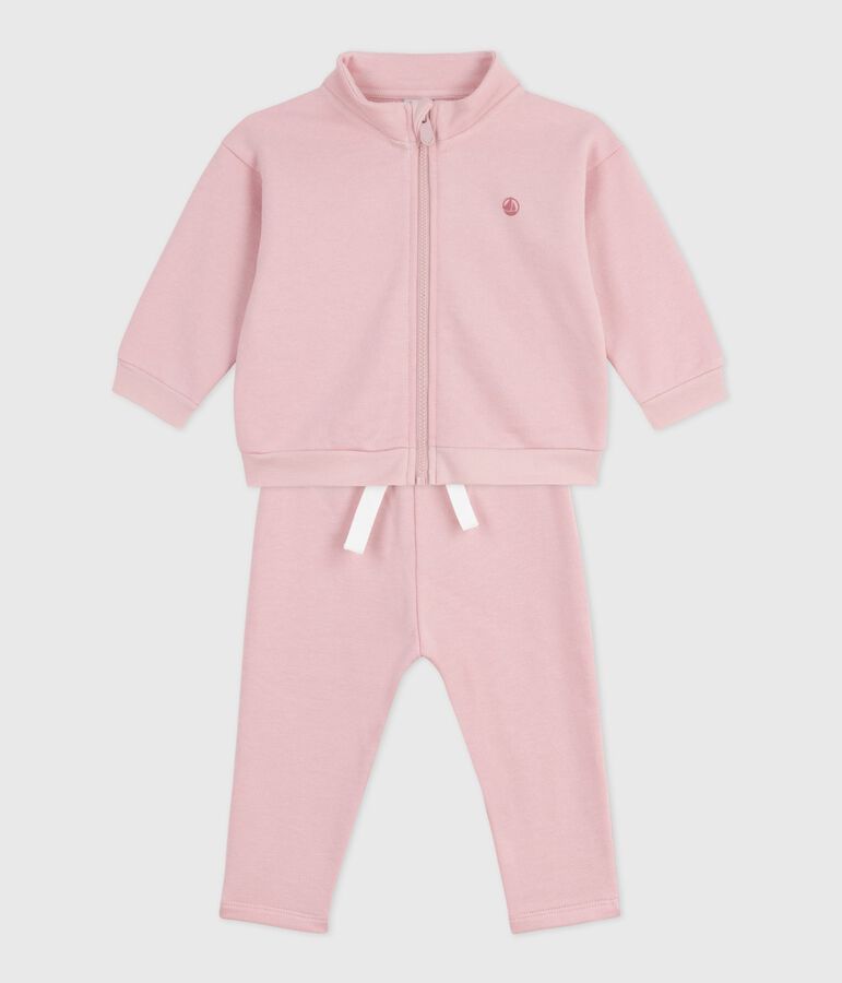 Babysetje - Sweatshirt en broekje in effen katoen roze