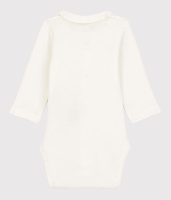 Body à col brodé bébé en coton biologique blanc MARSHMALLOW