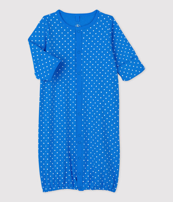 Combinaison bébé en coton biologique bleu BRASIER/gris MARSHMALLOW