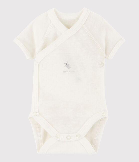 Body croisé manches courtes bébé fille-garçon blanc MARSHMALLOW