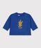 Tee-shirt b&eacute;b&eacute; en coton manches longues uni &agrave; motif bleu