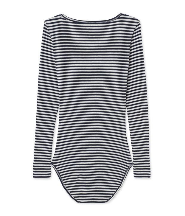 Gestreepte damesbody Colette blauw/grijs