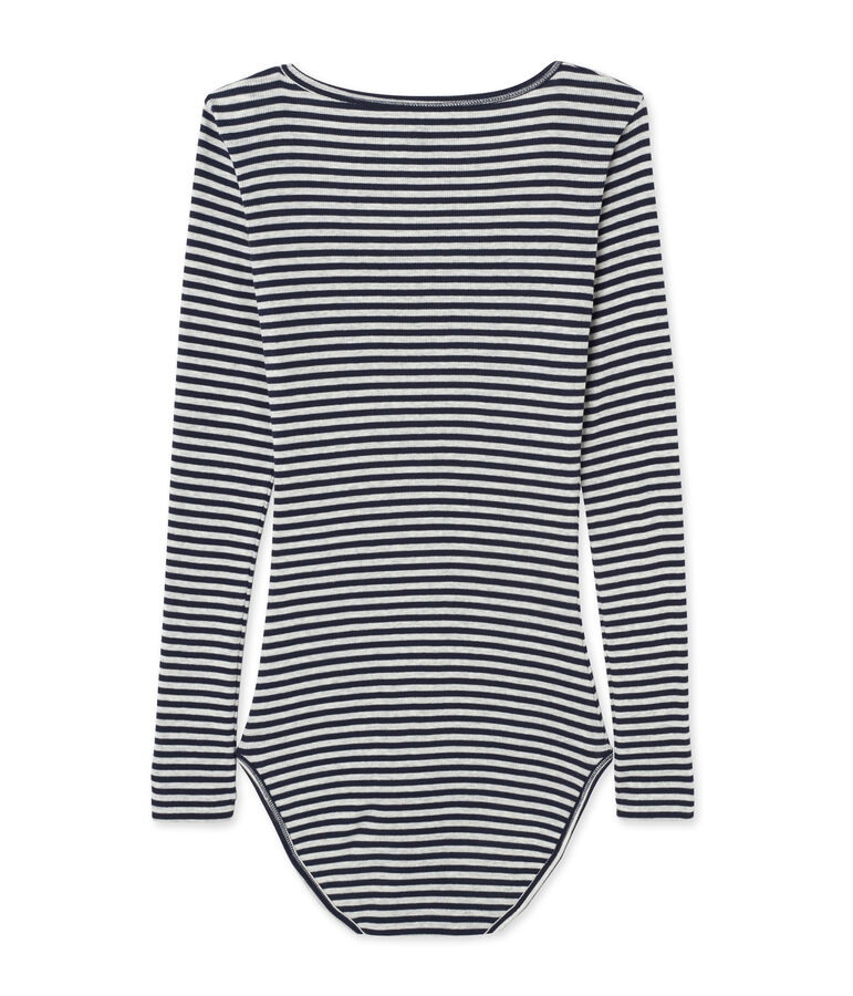 Gestreepte damesbody Colette blauw/grijs