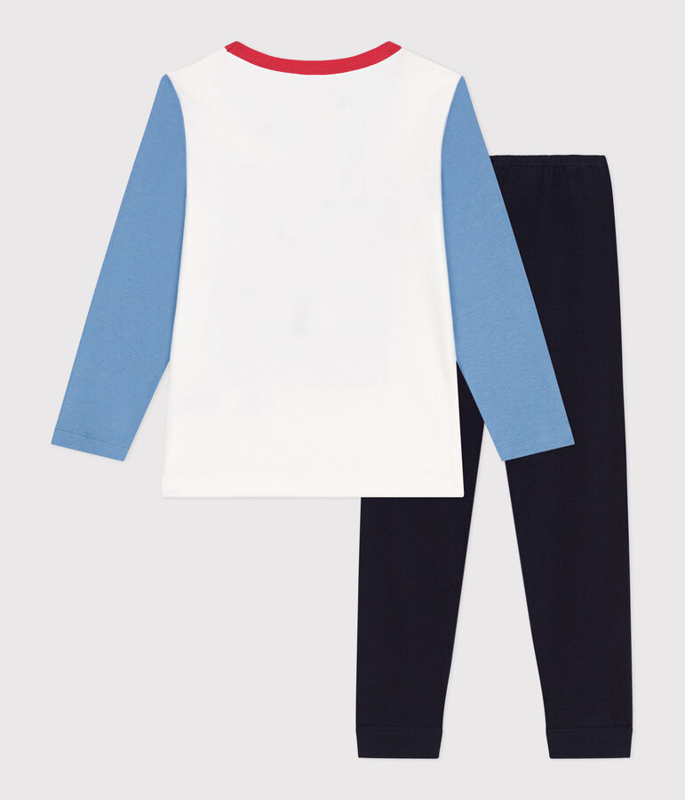 Pyjama enfant en coton manches longues bleu/multicouleur