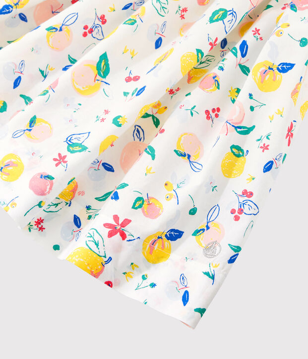 Robe manches courtes en popeline enfant fille blanc/multicouleur