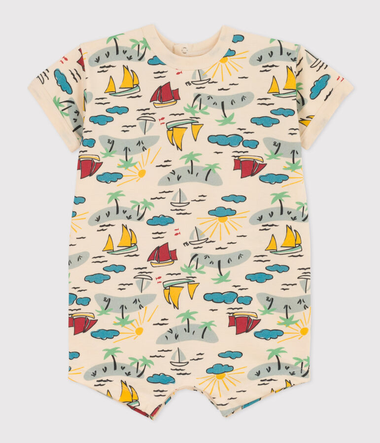 Combinaison courte b&eacute;b&eacute; en jersey imprim&eacute; &eacute;cru/multicouleur