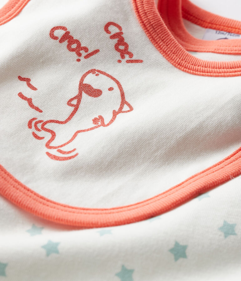 Kort babypakje van gebreide stof voor jongetjes wit MARSHMALLOW/groen VERGLAS