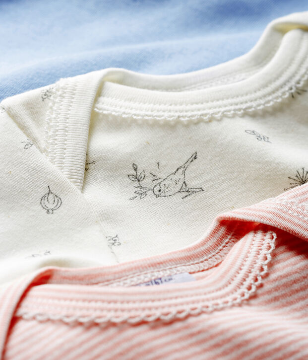 Drie rompertjes met lange mouwen voor babymeisjes multicouleur