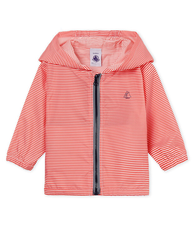 Gestreepte windjack voor baby's roze/wit