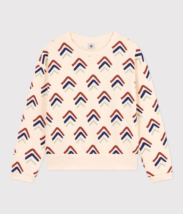 Sweatshirt van fleece voor dames ecru/multicouleur