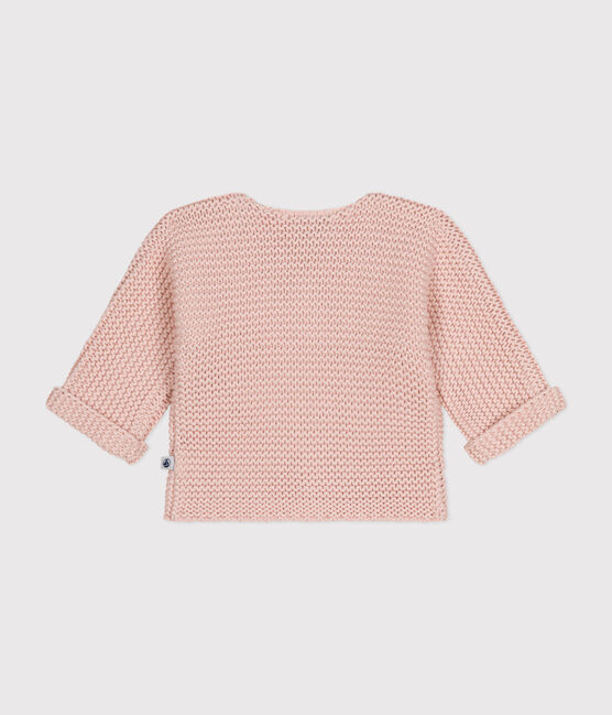 Gebreide uniseks babycardigan in ribbelsteek roze SALINE