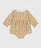 Combinaison courte bébé en velours imprimé à fleurs beige CAJOU/ MULTICO