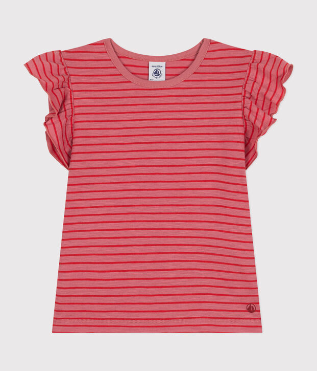 T-shirt met korte mouw van jersey voor meisjes roze/rood