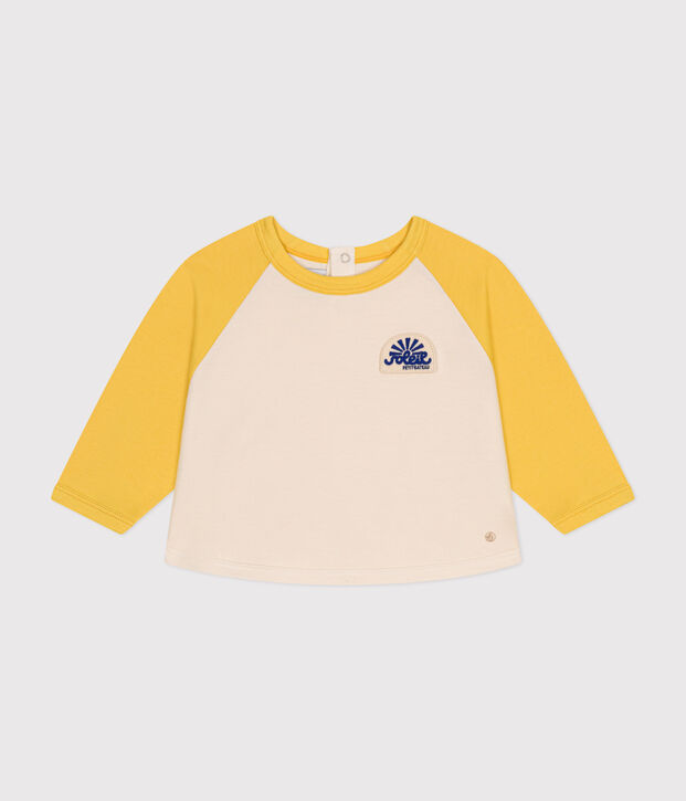 Sweatshirt van dunne fleece voor baby's ecru/geel