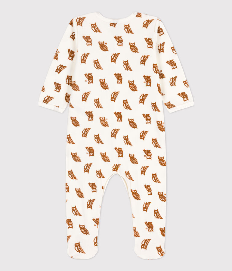 Dors-bien hiboux b&eacute;b&eacute; en velours blanc MARSHMALLOW/ ECUREUIL