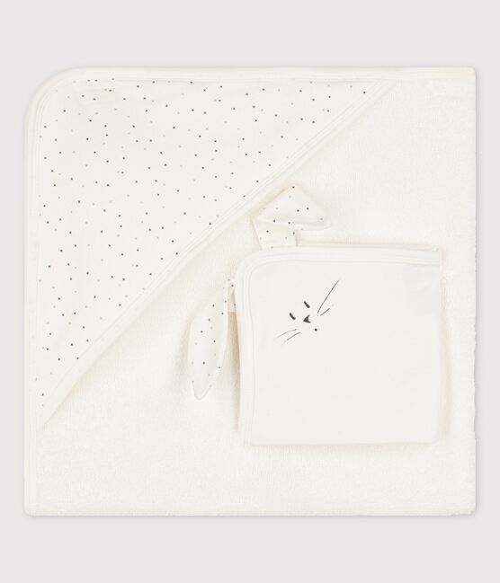 Carré de bain bébé en coton biologique blanc MARSHMALLOW/blanc MULTICO