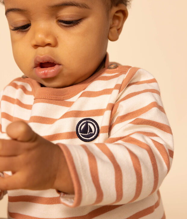 Marini&egrave;re voor baby's van dik jerseykatoen ecru/roze