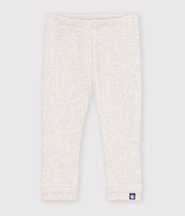 Legging b&eacute;b&eacute; en coton uni beige chin&eacute;