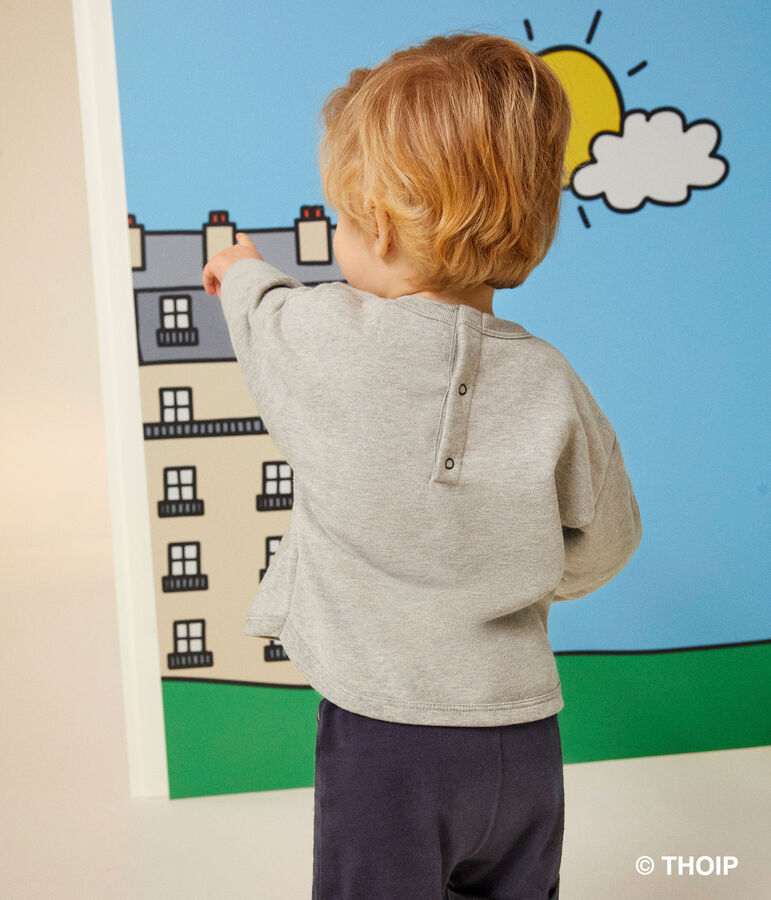 Sweatshirt Monsieur Madame en molleton b&eacute;b&eacute; gris