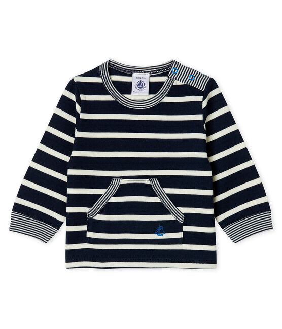 Tee shirt manches longues rayé bébé garçon bleu SMOKING/blanc MARSHMALLOW