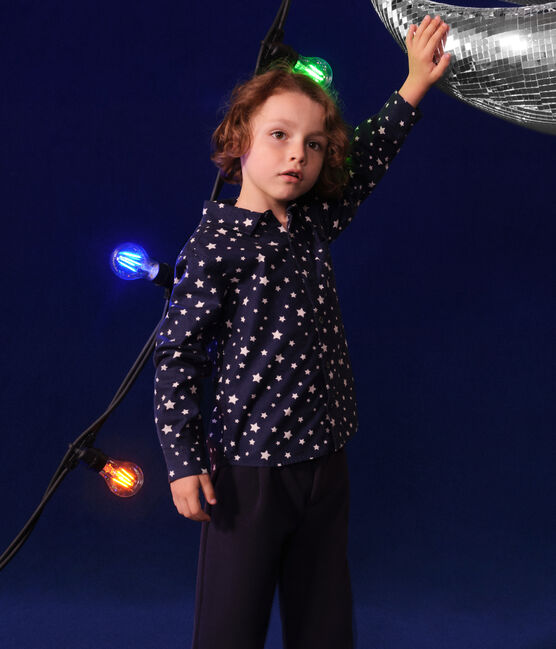 Chemise en flanelle enfant garçon bleu MEDIEVAL/blanc MARSHMALLOW