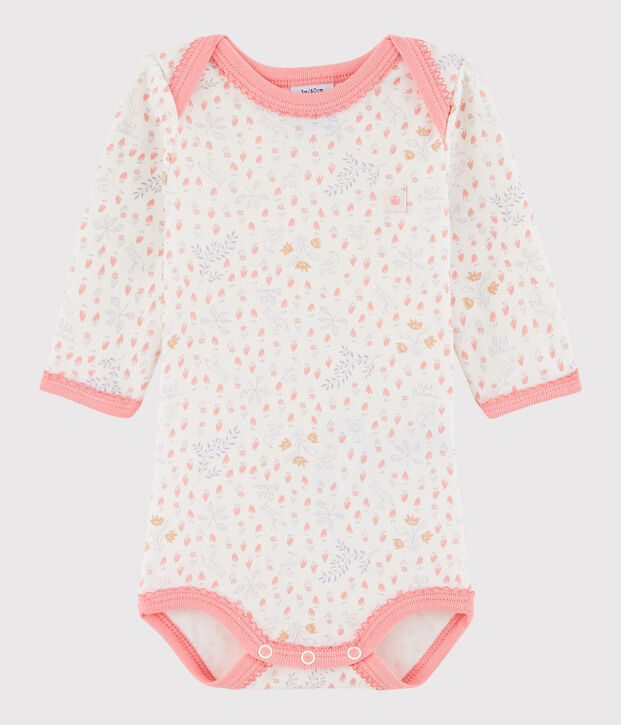 Body manches longues b&eacute;b&eacute; fille blanc/multicouleur