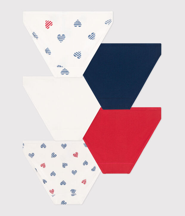 Setje van 5 katoenen damesonderbroekjes met hartjesprint multicouleur